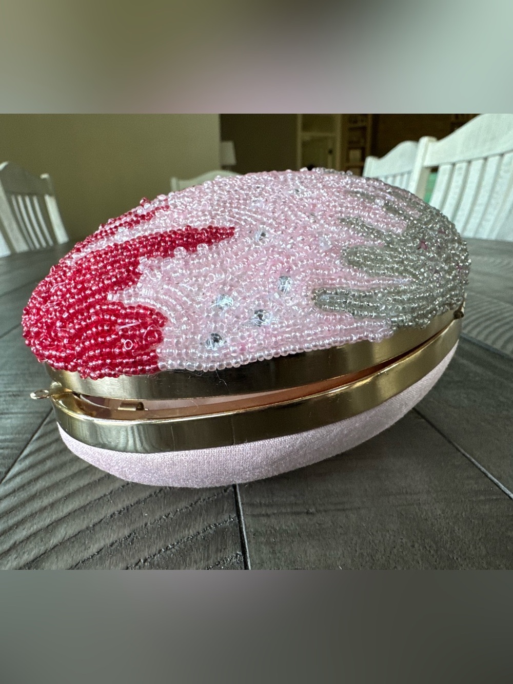 Lulu Pink & Red Beaded Heart Novelty Drip Handbag/Bag/Clutch - Picture 11 of 16